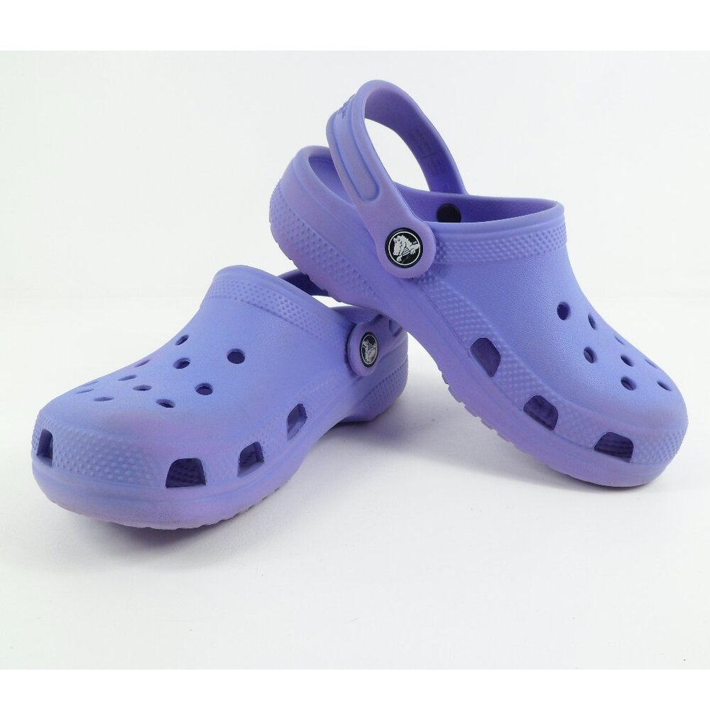 Big Kids' Size J1 Classic Crocs Galaxy Purple Lavender Sandals *CHECK PHOTOS*
